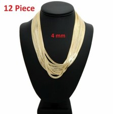 12 Pcs 4mm Herringbone Chain Necklace 16" 18" 20" 24" Gold Plated Wholesale Lots