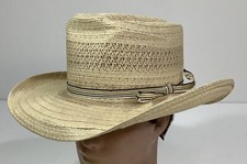Vintage Ranchero Straw Cowboy Western Ranch Hat USA Size 7