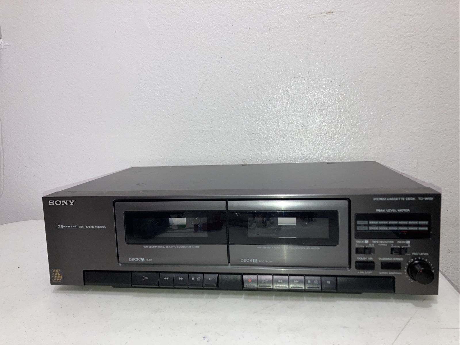 Sony TC-W431 Stereo Cassette Deck Hi Speed Dubbing Stereo Noise Reduction as is