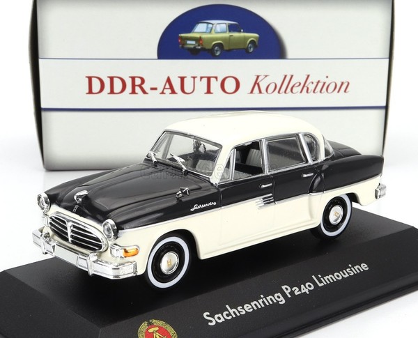 Statisches Modellauto Atlas Sachsenring P240 Limousine 1960 Schwarz Weiss 1/43-image