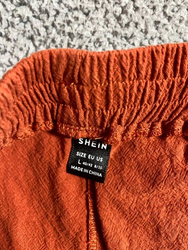 SHEIN Burnt Orange Pull On Faux Drawstring Pockets Polyester Shorts Size L - Picture 6 of 8