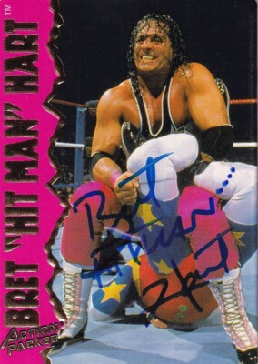 Bret Hitman Hart Signed 1995 WWF Action Packed Wrestling Trading