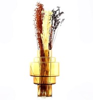 Groß Handgefertigt Glas Vase Bernstein H:3 5 CM