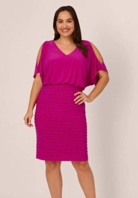 adrianna papell beaded sheath dress plus size Adrianna Papell Plus Size Beaded Mesh Sheath Dress - French Blue