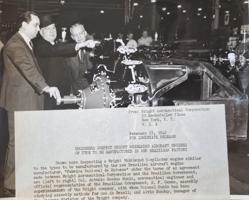 LARGE ORIGINAL WW2 PRESS WRIGHT AERONAUTICAL WHIRLWIND 9 CYLINDER ENGINE 25x21cm