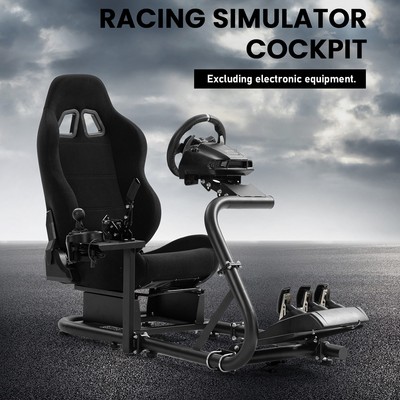 Supllueer Racing Sim Cockpit Adjustable Stand&Seat Fit Logitech G29 Thrustmaster