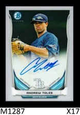 1-2014 BOWMAN CHROME PROSPECTS AUTO ANDREW TOLES DODGERS QTY