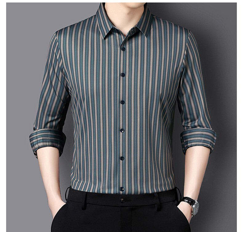 Camicie Uomo Bottoni Manica Lunga Fila Camicia Gratis Regular Business Fit Uomo