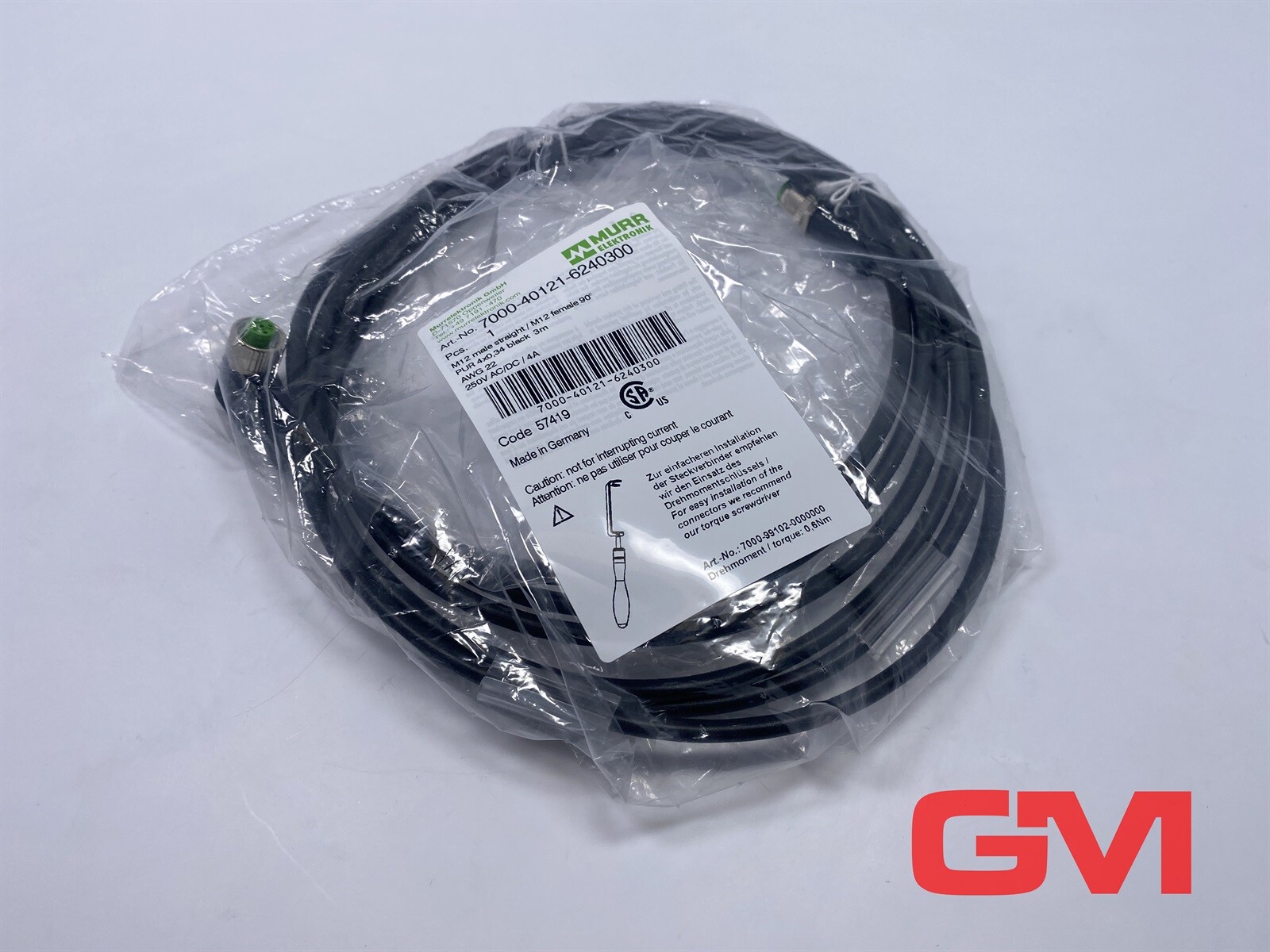 Murr Sensor Actuator Cable 7000-40121-6240300 Sensor Cable M12 3m Cable 4x0,34