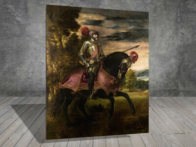 Tizian Portrait Karls V. zu Pferd LEINWAND GEMÄLDE KUNSTDRUCK POSTER 995