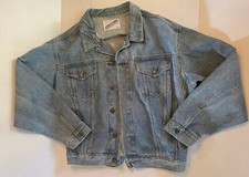 VINTAGE American Born Jacket Mens XL Blue Denim Trucker Lightwash USA Made