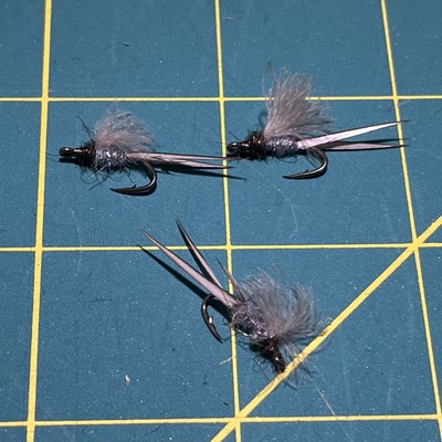 Hand Tied Flies Size 8 Made By Me A Lot Of Three Black And Grey Trout Fishing