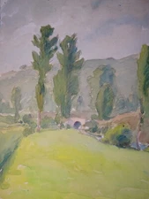 FRENCH SCHOOL XX° DRAWING GOUACHE LANDSCAPE PAINTING POST IMPRESSIONISM 1920 h