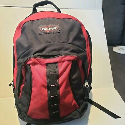 EASTPAK Backpack Vintage Red/Black Made USA Canvas Bookbag EASTPAK Backpack Vintage Red/Black Made USA Canvas Bookbag