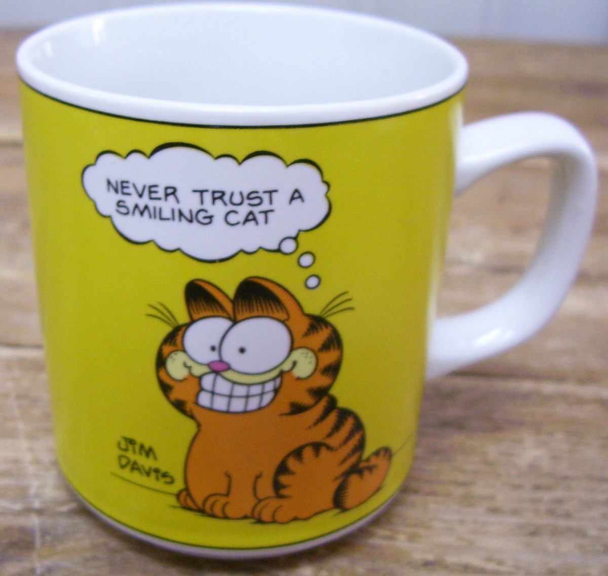 Garfield Cat Coffee Mug Cup Jim Davis Never Trust a Smiling Cat 1978 Vintage