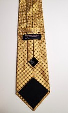 Roundtree & Yorke Collegiate Tie Yellow/Blue 100% Silk Made In USA EUC