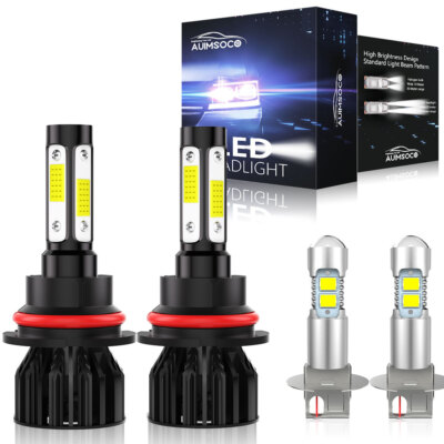 2 Pairs LED Headlight High Low + Fog Light Bulbs For Nissan Sentra 2000-2003
