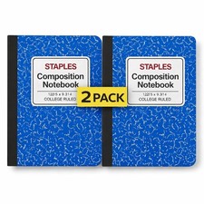 2x Staples Composition Notebook Blue College Ruled 100 Sheets