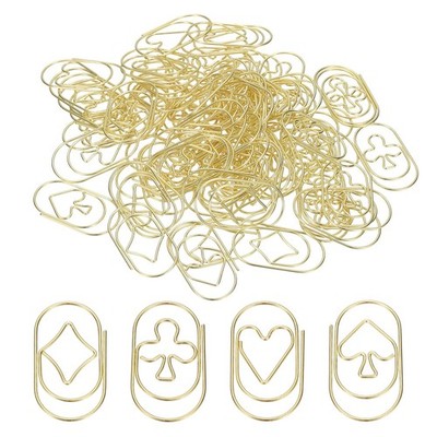 80pcs Paper Clip, Poker Pattern Paper Clip Small Cute, 36mm, Gold