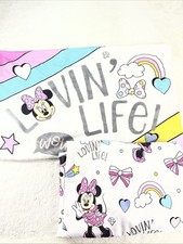 Disney Minnie Mouse Kids Bedding Twin Sheet Set White Pink Pllwcase Flat Fitted