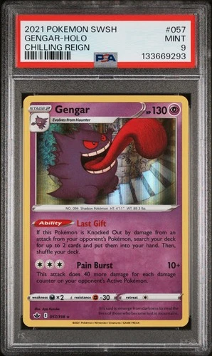 133669293 Gengar 2021 Pokemon Sword & Shield Chilling Reign #057 Holo PSA 9