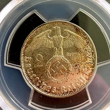 1937-A Germany 2 Mark Silver Coin PCGS MS62 Third Reich WWII Era J-366