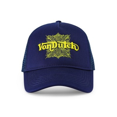 Von Dutch Foam Heavyweight Chopper Hat Cap Trucker Snapback Blue - Yellow