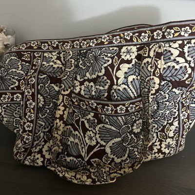 Vera Bradley Java Brown Blue Teal Paisley Tote Bag Purse Retired Print Weekender