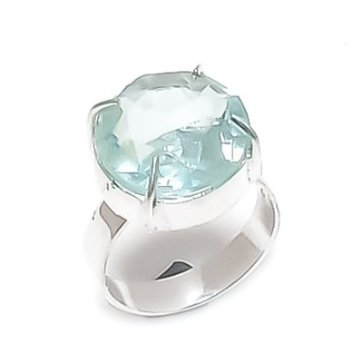 Natural Swiss Blue Topaz Gemstone 925 Sterling Silver Jewelry Ring Size 8 P670