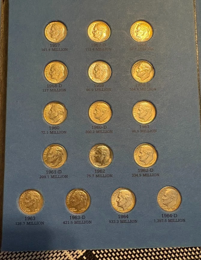 1946–1964 Roosevelt Dime Set – Missing 1946-D & 1947 – Near Complete - Image 4 of 4