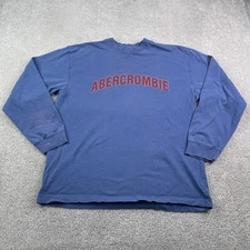 Abercrombie Fitch Shirt Mens Large Blue Winston Churchill Quote Logo Y2K Preppy