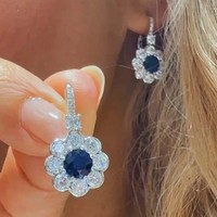 Innolea Blue Flower Zirkon-Kupfer-Ohrringe – FüR Elegante AnläSse