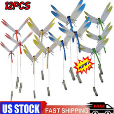 12Pack DragonfTL Clip Black Dragonfly Hat Clip Artificial Realistic 3D Dragonfly