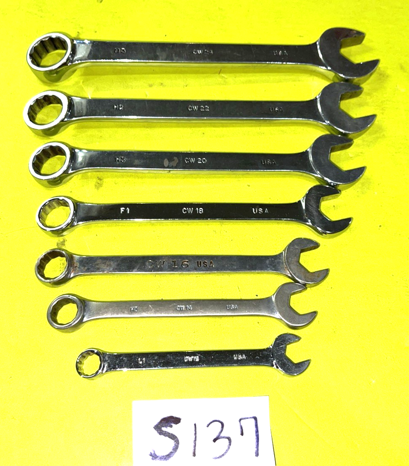 MAC TOOLS 7 PIECE SAE. COMBINATION WRENCH SET 12 POINT 3/8 TO 3/4 INCH ...