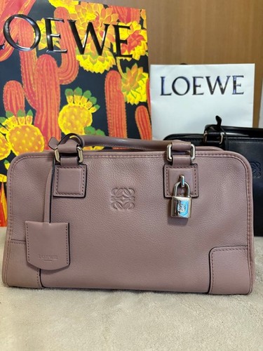 LOEWE Amazona Leather Handbag Pink Small Used Item Good Condition From Japan F/S