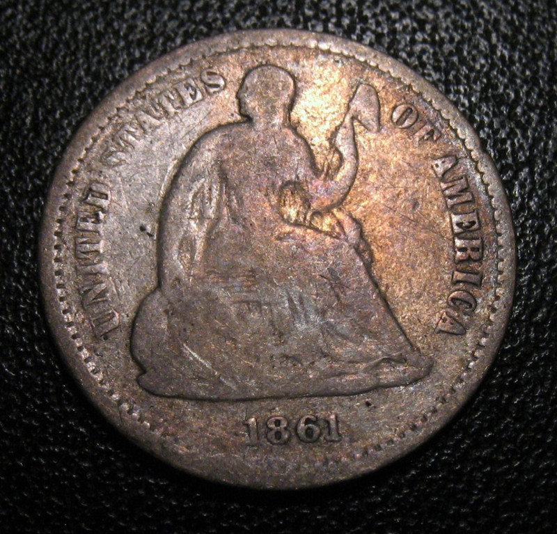 OLD US COINS SILVER 1861  HALF DIME
