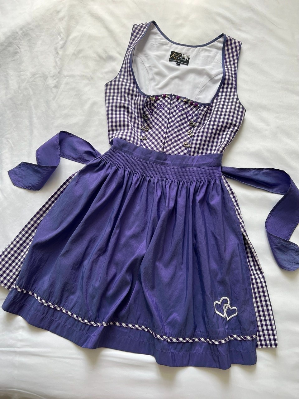 Katie Lampe Dirndl Dress Trachten Oktoberfest Bavarian Tyrol EU 40 Purple Check