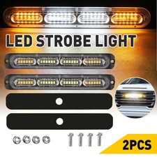 2PCS Amber/White 24LED Car Truck Warning Hazard Flash Strobe Light Bar FZ