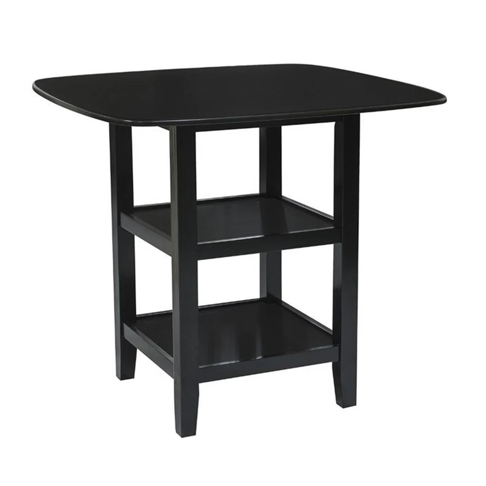 Lexicon Norman 5 Piece Solid Wood Counter Height Dining Set in Black - Image 4 of 4