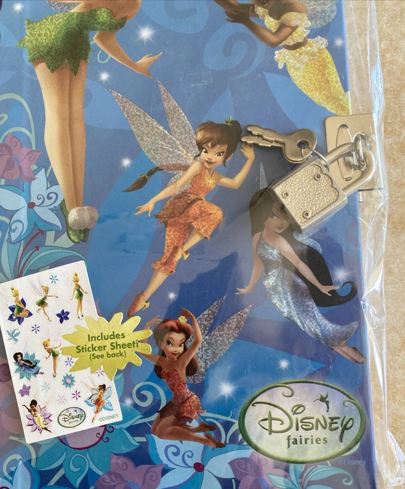 NEW Disney Tinkerbell Tinker Bell Diary Journal 6x8” w/ Lock Keys & STICKERS NIP - Image 3 of 4