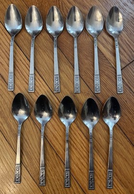 Lot of 10 Vintage Interpur Cortina Stainless Flatware Teaspoons Japan