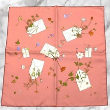 HERMES Carre 45 Floral Letter Des Fleurs Pour le Dire Scarf Pink Silk Tags Boxed