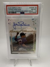 2025 Panini Impeccable Johan Santana Auto /10 PSA 8 Pop 1 None Higher #AWA-JS