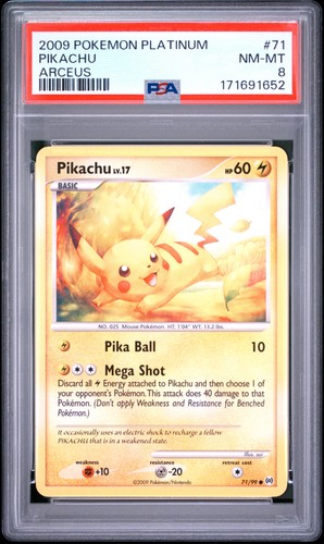 Pikachu graded PSA 8 for sale on eBay