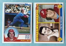 1983 Topps - Pete Rose #100 Base & #101 Super Veteran - Excellent Condition