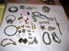 Lot #15F- Vintage Costume Jewelry Brooches Pins Earrings Bracelets