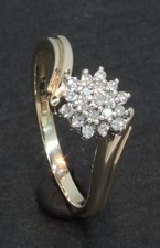 9 Carat Yellow Gold Diamond Cluster Twist Ring  Size N 1/2 (80.26.023)