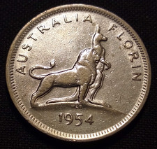 1954 australia florin half dollar royal visit xf au elizabeth silver type coin