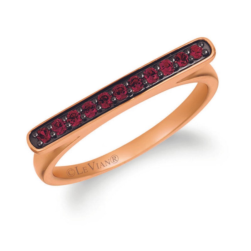 Le Vian Black Rhodium 14K Rose Gold Ring Red Rhodolite Garnet Shaped Size 6-3/4