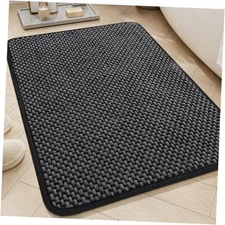  Chenille Bath Mat Super Absorbent Bathroom Mat Quick 17" x 24" Darkgrey&black